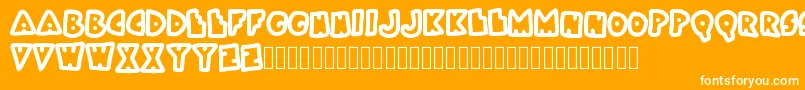 Bokai-Schriftart – Weiße Schriften auf orangefarbenem Hintergrund