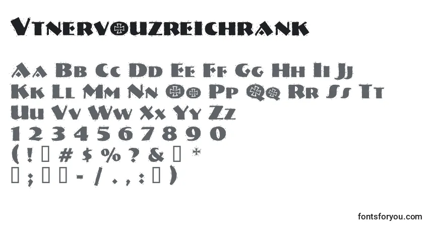 Czcionka Vtnervouzreichrank – alfabet, cyfry, specjalne znaki