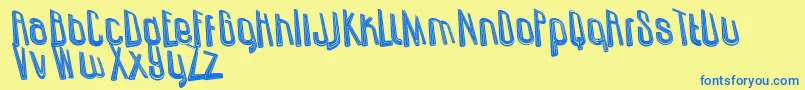 UzundurazDirty Font – Blue Fonts on Yellow Background