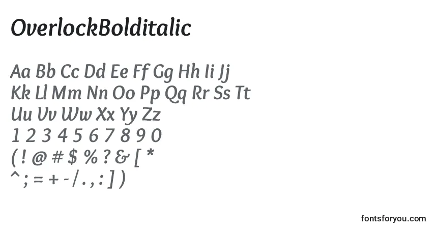 Fuente OverlockBolditalic - alfabeto, números, caracteres especiales