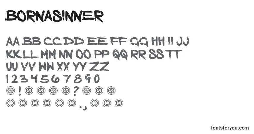 Schriftart Bornasinner – Alphabet, Zahlen, spezielle Symbole