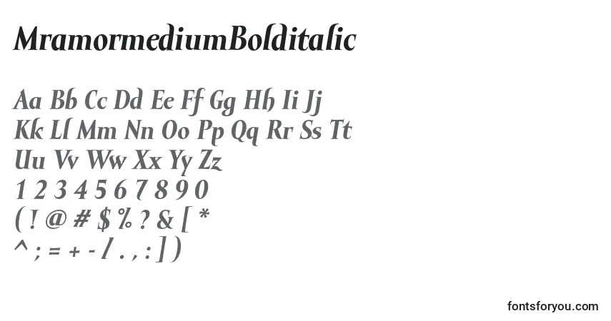 A fonte MramormediumBolditalic – alfabeto, números, caracteres especiais