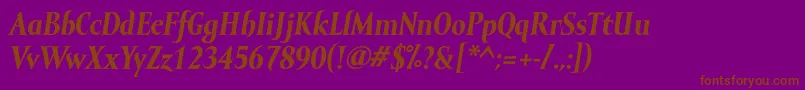 Fonte MramormediumBolditalic – fontes marrons em um fundo roxo