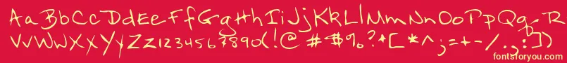 Lehn098-fontti – keltaiset fontit punaisella taustalla