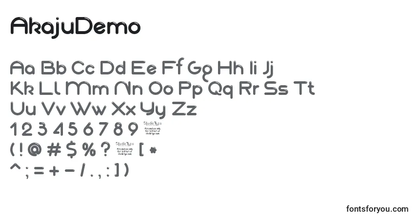 Шрифт AkajuDemo – алфавит, цифры, специальные символы