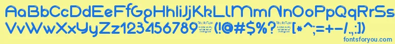 AkajuDemo-fontti – siniset fontit keltaisella taustalla