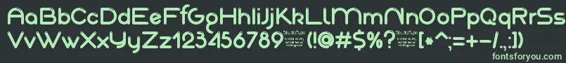 AkajuDemo-fontti – vihreät fontit mustalla taustalla