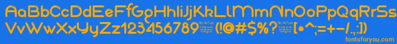AkajuDemo-fontti – oranssit fontit sinisellä taustalla
