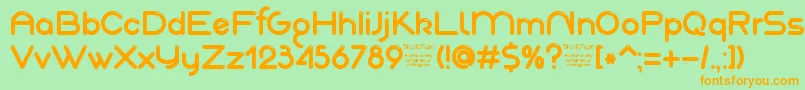 AkajuDemo-fontti – oranssit fontit vihreällä taustalla