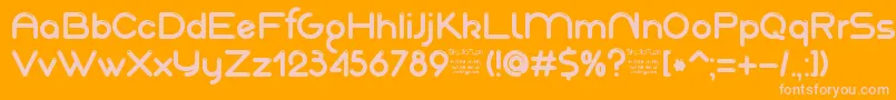 AkajuDemo-fontti – vaaleanpunaiset fontit oranssilla taustalla