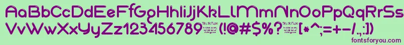 AkajuDemo-fontti – violetit fontit vihreällä taustalla