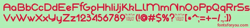 AkajuDemo-fontti – punaiset fontit vihreällä taustalla