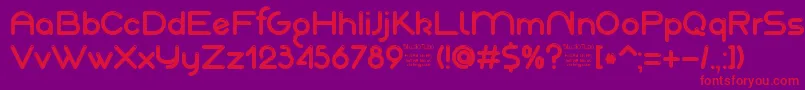 AkajuDemo-fontti – punaiset fontit violetilla taustalla