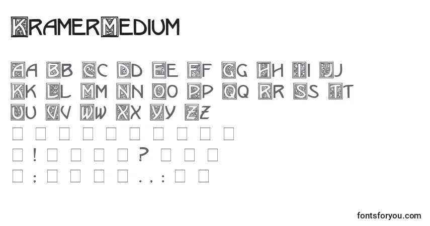 A fonte KramerMedium – alfabeto, números, caracteres especiais