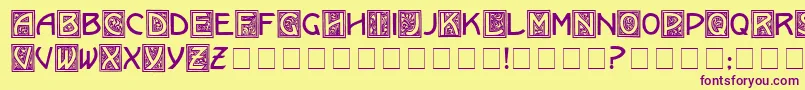 KramerMedium-Schriftart – Violette Schriften auf gelbem Hintergrund