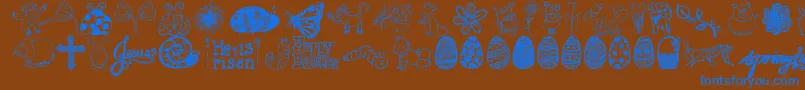 Janda Spring Doodles-Schriftart – Blaue Schriften auf braunem Hintergrund