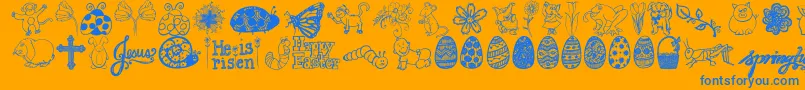 Fonte Janda Spring Doodles – fontes azuis em um fundo laranja