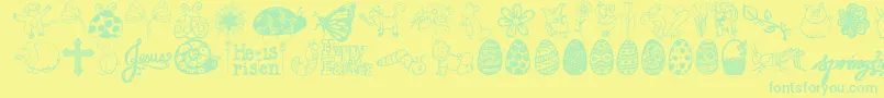 Fonte Janda Spring Doodles – fontes verdes em um fundo amarelo