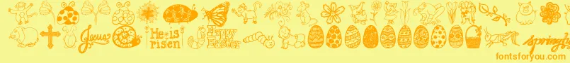 Шрифт Janda Spring Doodles – оранжевые шрифты на жёлтом фоне