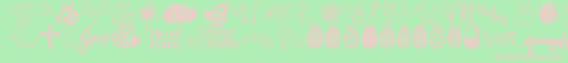 Janda Spring Doodles-Schriftart – Rosa Schriften auf grünem Hintergrund