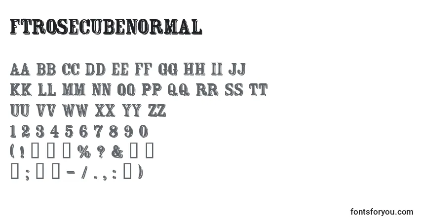 Czcionka FtRosecubeNormal – alfabet, cyfry, specjalne znaki