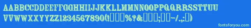 FtRosecubeNormal Font – Green Fonts on Blue Background