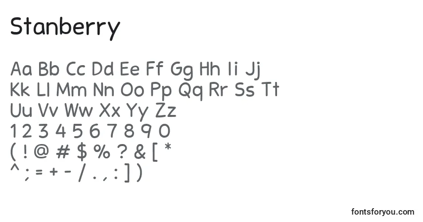 Czcionka Stanberry – alfabet, cyfry, specjalne znaki
