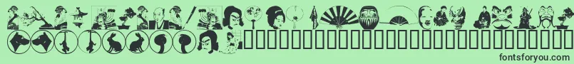 Шрифт AsianDings – чёрные шрифты на зелёном фоне
