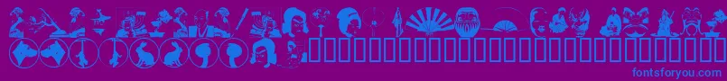 fuente AsianDings – Fuentes Azules Sobre Fondo Morado