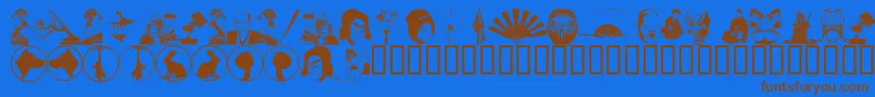 AsianDings Font – Brown Fonts on Blue Background