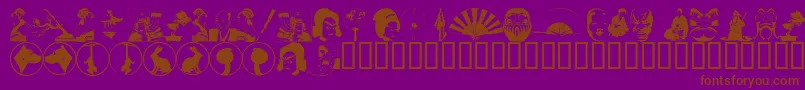 フォントAsianDings – 紫色の背景に茶色のフォント