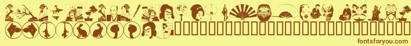 AsianDings Font – Brown Fonts on Yellow Background