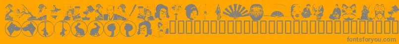 Fonte AsianDings – fontes cinzas em um fundo laranja