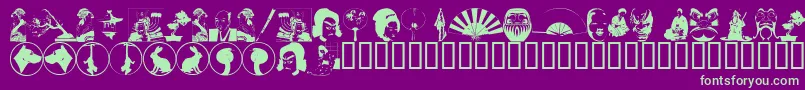 fuente AsianDings – Fuentes Verdes Sobre Fondo Morado