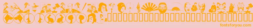 フォントAsianDings – オレンジの文字がピンクの背景にあります。
