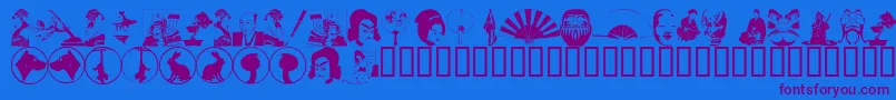 AsianDings Font – Purple Fonts on Blue Background