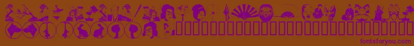 AsianDings Font – Purple Fonts on Brown Background