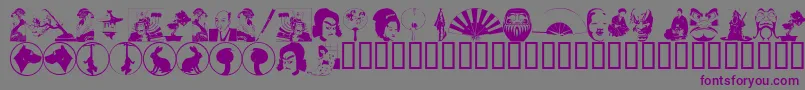 AsianDings-fontti – violetit fontit harmaalla taustalla