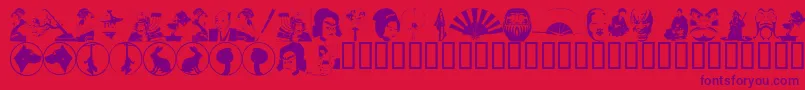 Police AsianDings – polices violettes sur fond rouge