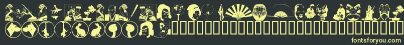 AsianDings Font – Yellow Fonts on Black Background