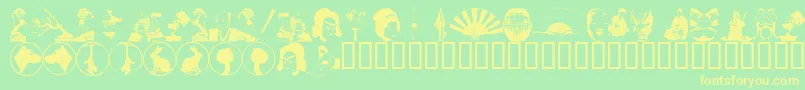 AsianDings Font – Yellow Fonts on Green Background