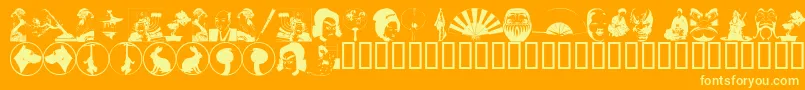 AsianDings Font – Yellow Fonts on Orange Background