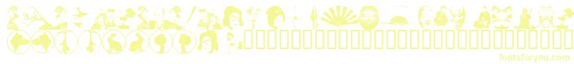 AsianDings Font – Yellow Fonts on White Background