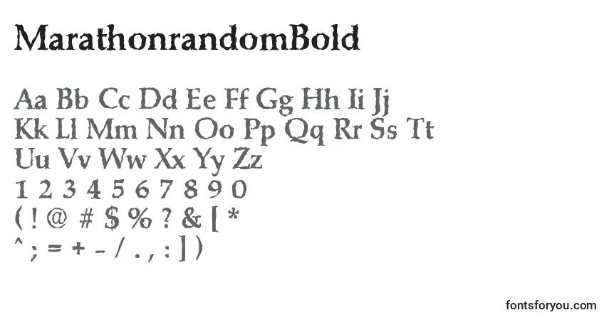 A fonte MarathonrandomBold – alfabeto, números, caracteres especiais