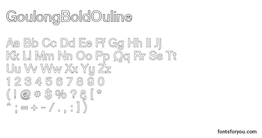 Шрифт GoulongBoldOuline – алфавит, цифры, специальные символы