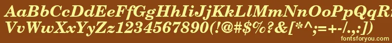 CenturySchoolbookBolditalic-fontti – keltaiset fontit ruskealla taustalla