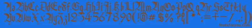 フォントHeidh – 茶色の文字が青い背景にあります。