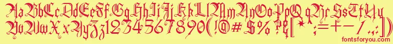 Heidh-Schriftart – Rote Schriften auf gelbem Hintergrund