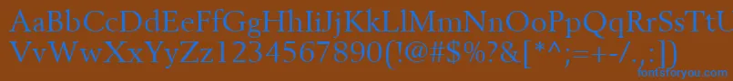 BerlingLtRoman-Schriftart – Blaue Schriften auf braunem Hintergrund
