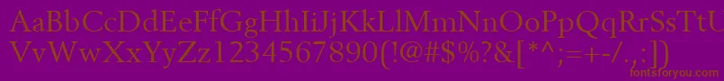 Weitere Informationen zur BerlingLtRoman-Schriftart BerlingLtRoman-Schriftart – Braune Schriften auf violettem Hintergrund